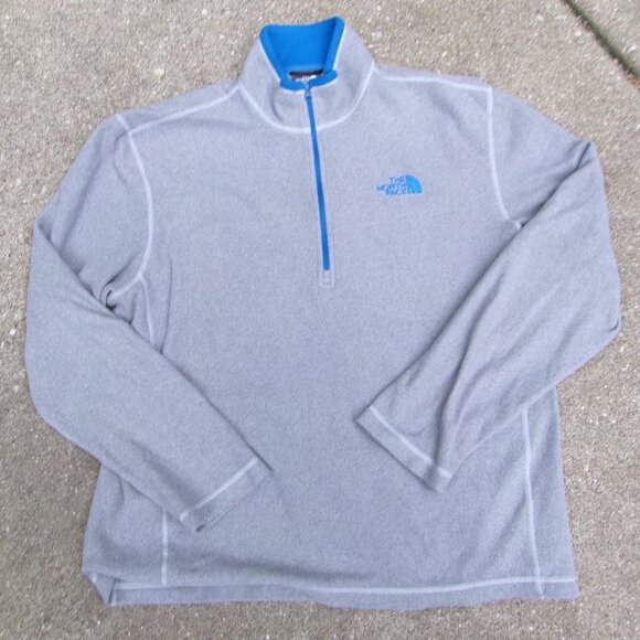 North Face Mens' 1/4 Zip Fleece Jacket Pullover Sweatshirt Gray/Blue Size Large - Picture 1 of 15